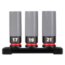 JOGO SOQUETES IMPACTO 1/2 17MM 19MM 21MM 3 PEÇAS MILWAUKEE