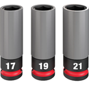 JOGO SOQUETES IMPACTO 1/2 17MM 19MM 21MM 3 PEÇAS MILWAUKEE
