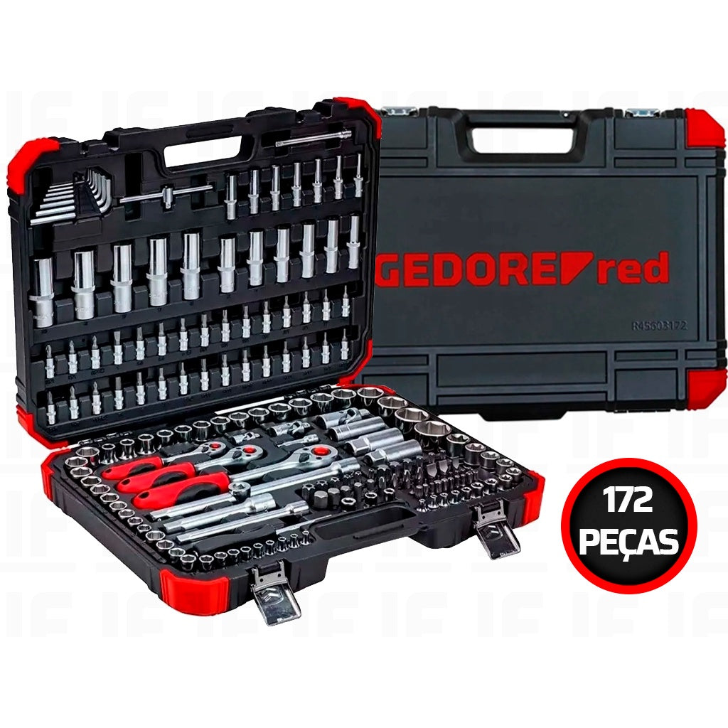 JOGO SOQUETES COMPLETO GEDORE RED 172 PEÇAS