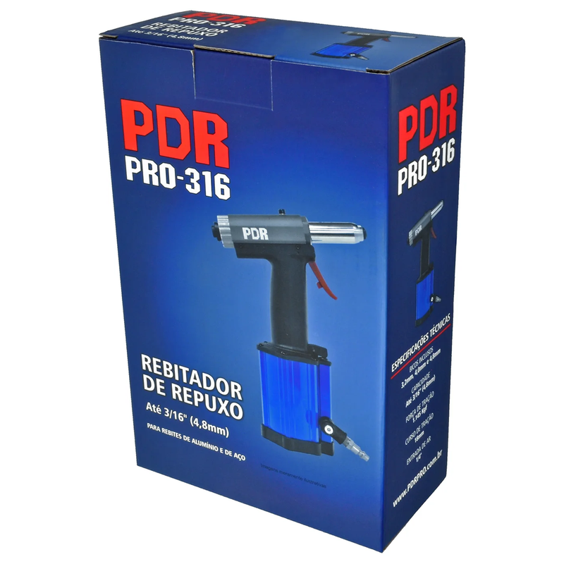 REBITADOR REBITADEIRA PNEUMATICO PDR REPUXO ATÉ 3/16" PRO-160