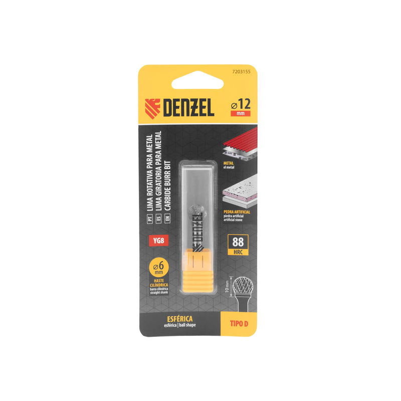 LIMA ROTATIVA ESFERICA TIPO D 12MM DENZEL