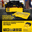 JOGO FERRAMENTAS 203 PEÇAS STANLEY CAIXA  BAU 3 GAVETAS