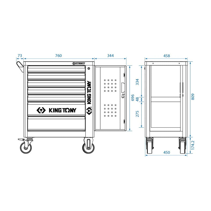 CARRO FERRAMENTAS 7 GAVETAS CINZA TUNNING TROLLEY KINGTONY