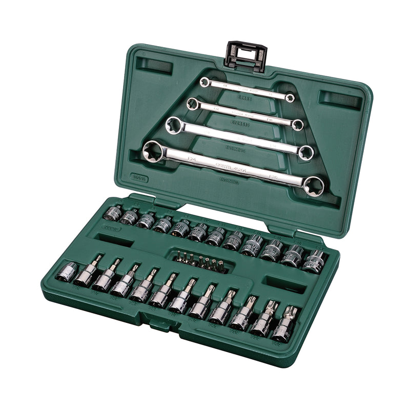 JOGO SOQUETE TORX 1/4 3/8 CHAVES E-TORX 35 PEÇAS SATA ST09010SJ