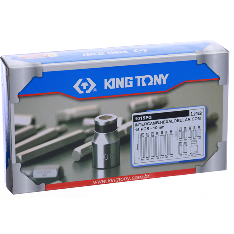 JOGO BITS TORX T20-T55 15 PEÇAS KINGTONY 1015PQ