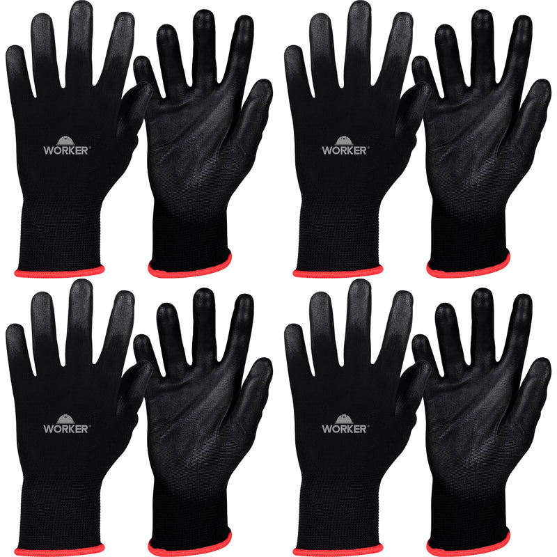 LUVAS SEGURANÇA PU PRETA WK29 POLIESTER G 9 POL WORKER 06 PARES
