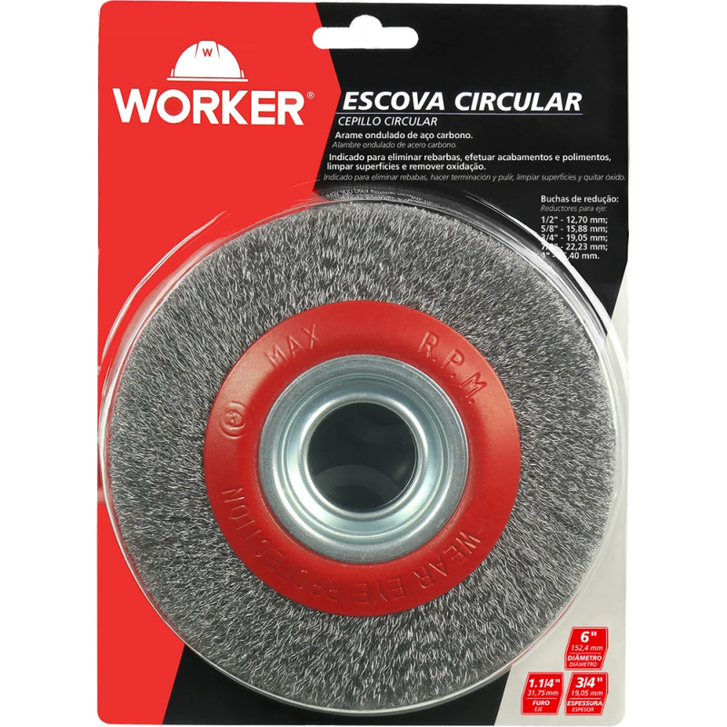 ESCOVA CIRCULAR AÇO ONDULADO 6 X 3/4 POL WORKER