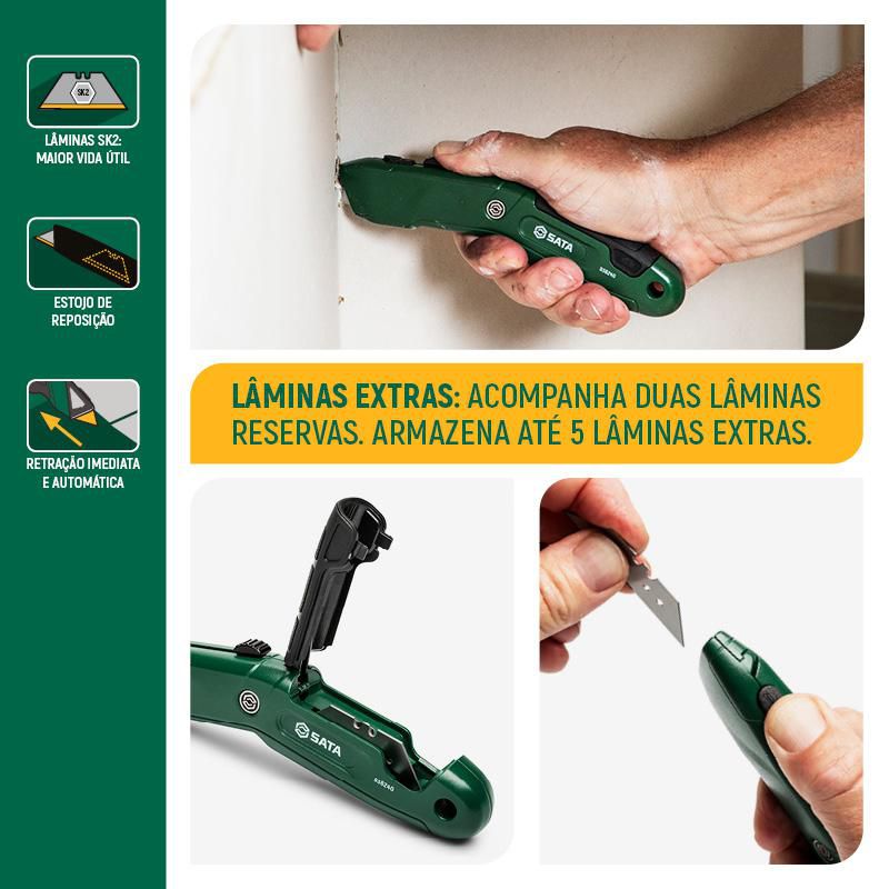 ESTILETE SEGURANÇA AUTO RETRATIL TRAPEZOIDAL SATA ST93624G