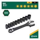 JOGO SOQUETES VORTEX X6 CHAVE INGLESA AJUSTAVEL 11 PECAS SATA ST09000