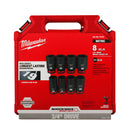 JOGO SOQUETES IMPACTO LONGO 3/4 26-38MM 8 PECAS MILWAUKEE 49-66-7020