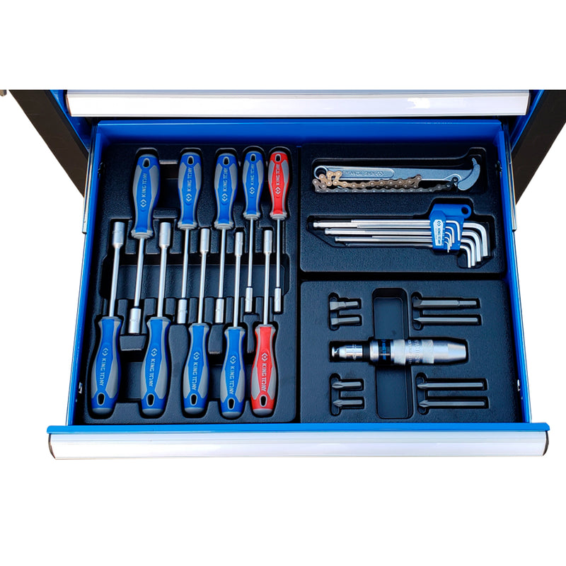 CARRINHO METALICO AZUL 7 GAVETAS 153 FERRAMENTAS KINGTONY
