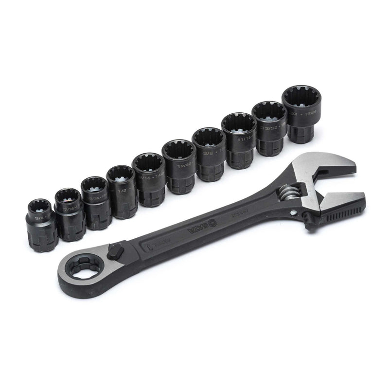 JOGO SOQUETES VORTEX X6 CHAVE INGLESA AJUSTAVEL 11 PECAS SATA ST09000