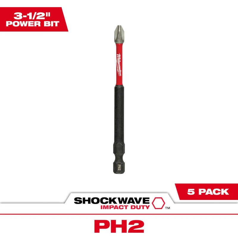 JOGO BIT PHILIPS PH2 89MM 5 PEÇAS MILWAUKEE