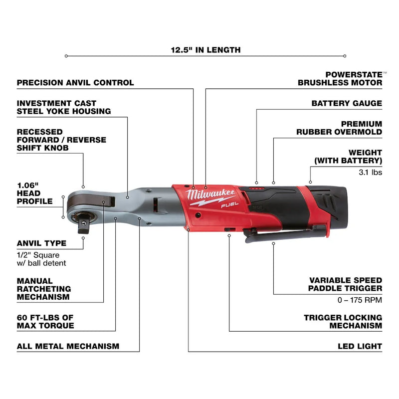 CHAVE CATRACA 1/2" 12V FUEL MILWAUKEE