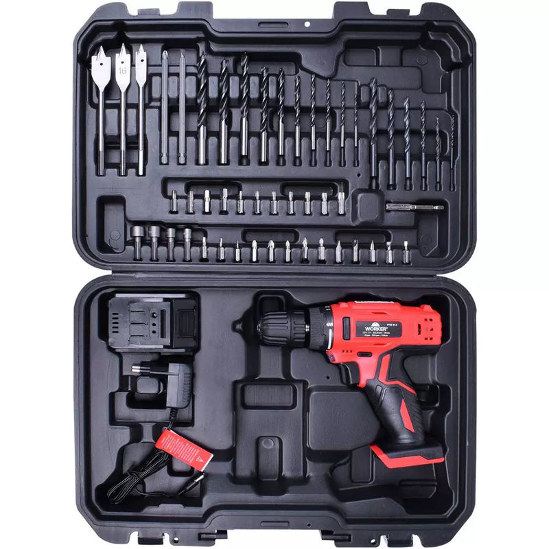 PARAFUSADEIRA 12V BATERIA BIV KIT52PCS WORKER