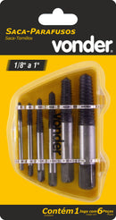 JOGO EXTRATOR SACA PARAFUSOS 6 PEÇAS VONDER